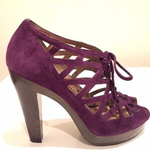Jessica Simpson Purple Suede Lace-Up Heels